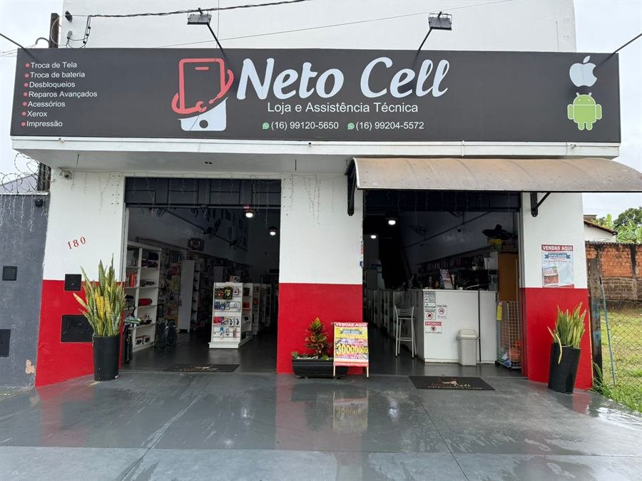 Fachada oficial da loja Neto Cell no Parque das Esmeraldas, Franca/SP